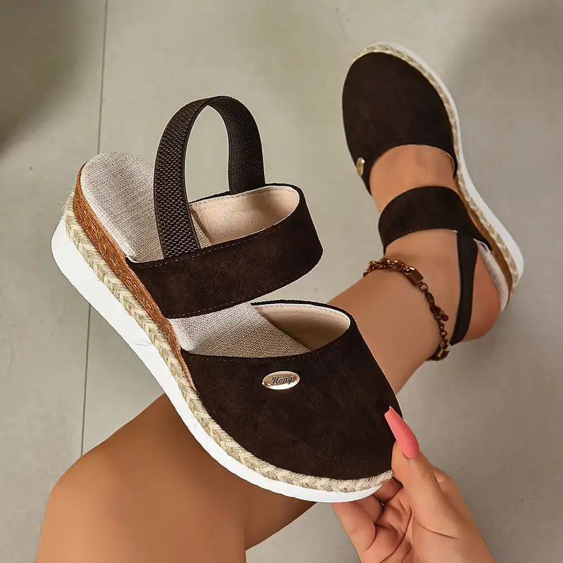 KROHN-E Damen Plateau Sandalen Verstellbare Riemen Komfort