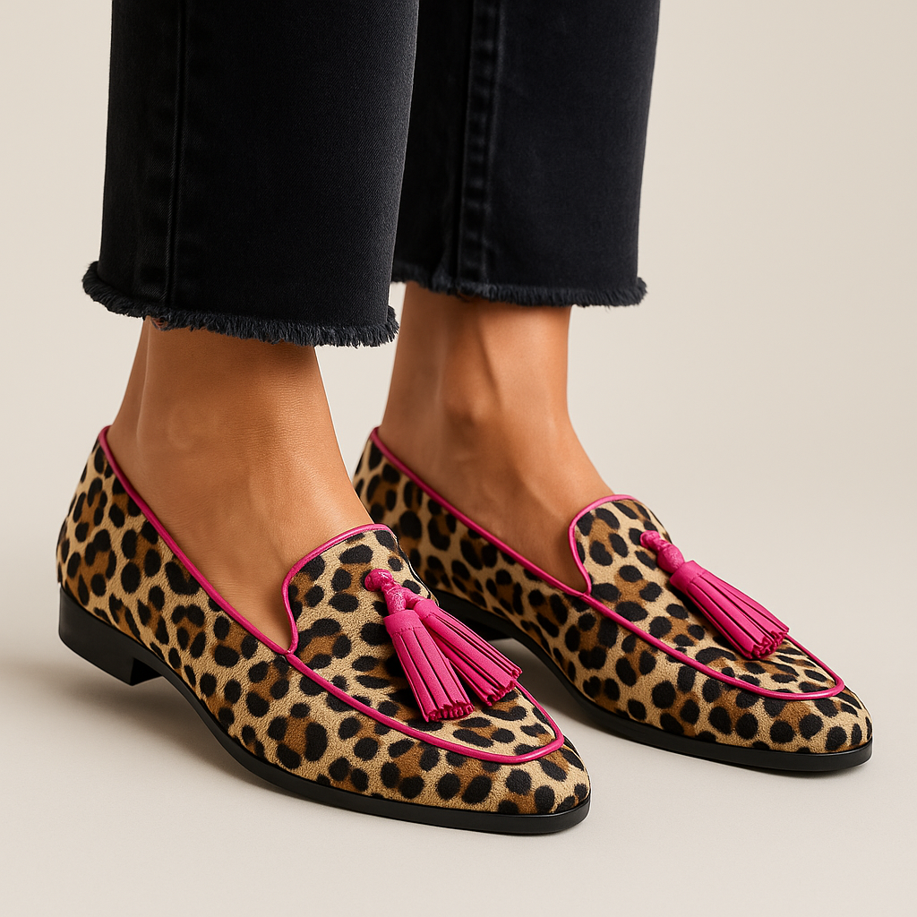 KROHN-E Damen Loafer Quaste Schwarz Klassisch