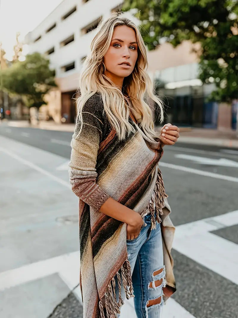 Krohn-e | Schick Gestreifte Poncho Weste - Krohn-e