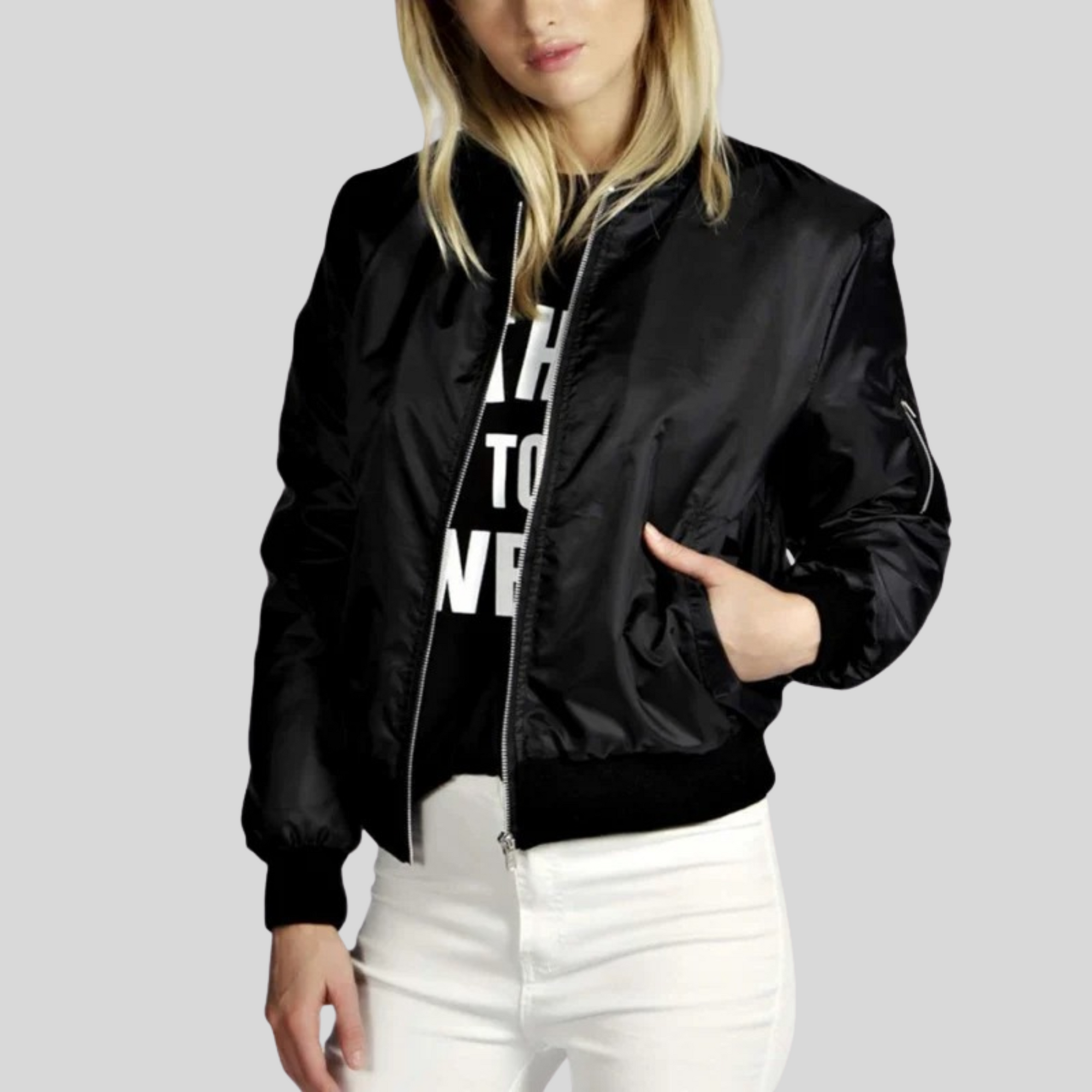Krohn-e | Damen Bomberjacke mit Rundhalsausschnitt