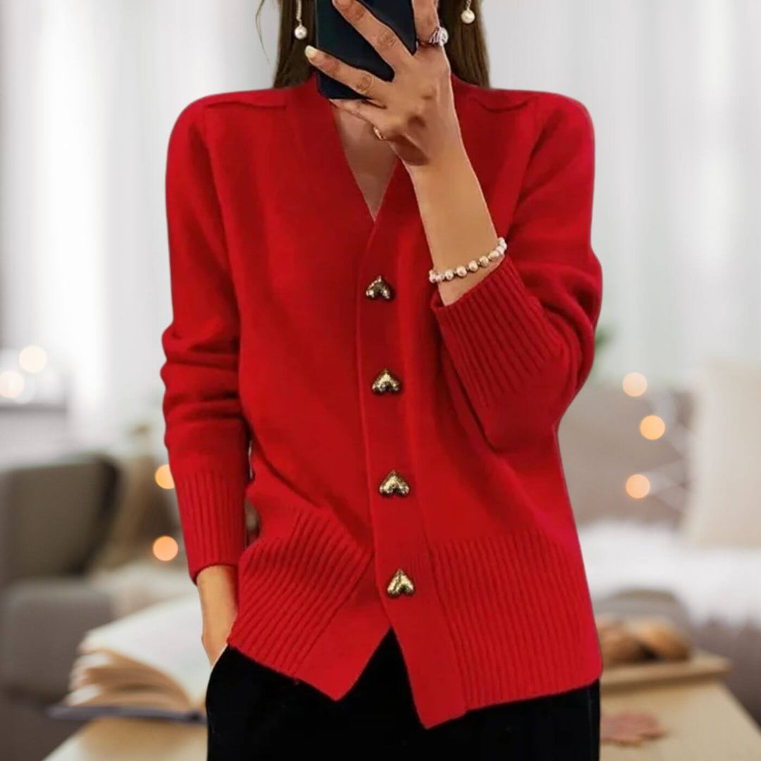 Krohn-e | Strickjacke mit Herzknopf-Akzenten
