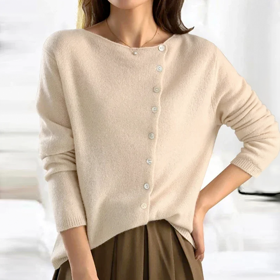 Damen-Strickjacke mit weicher Knopfleiste