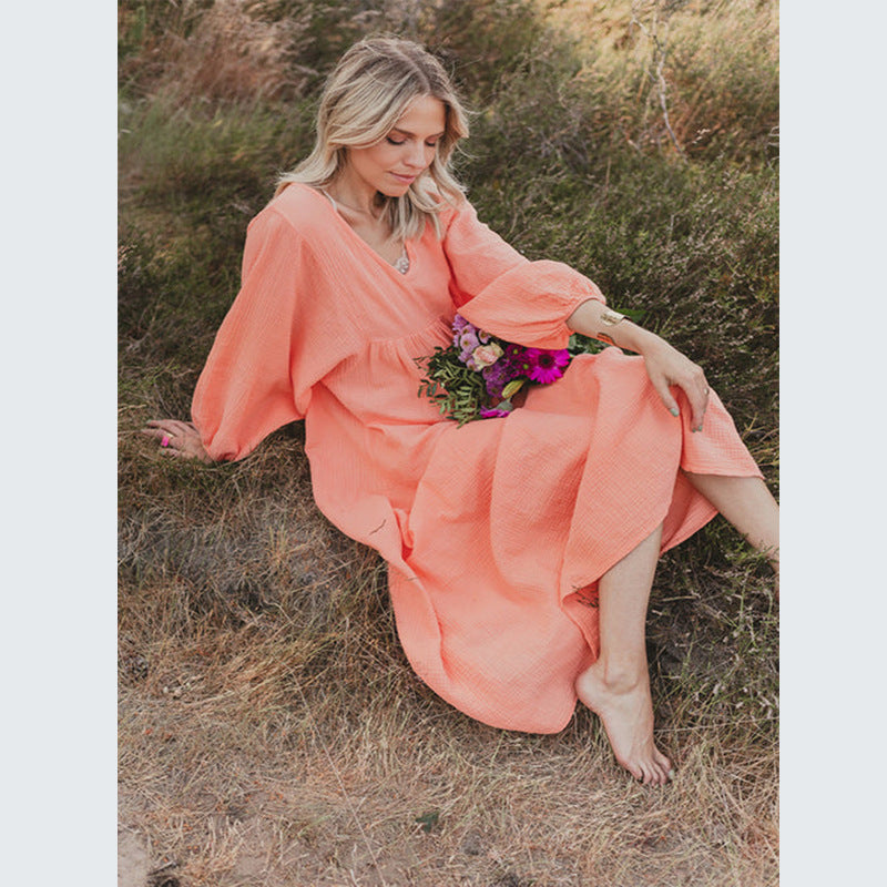 Fudus Kleid mit Laternenärmeln und Stehkragen