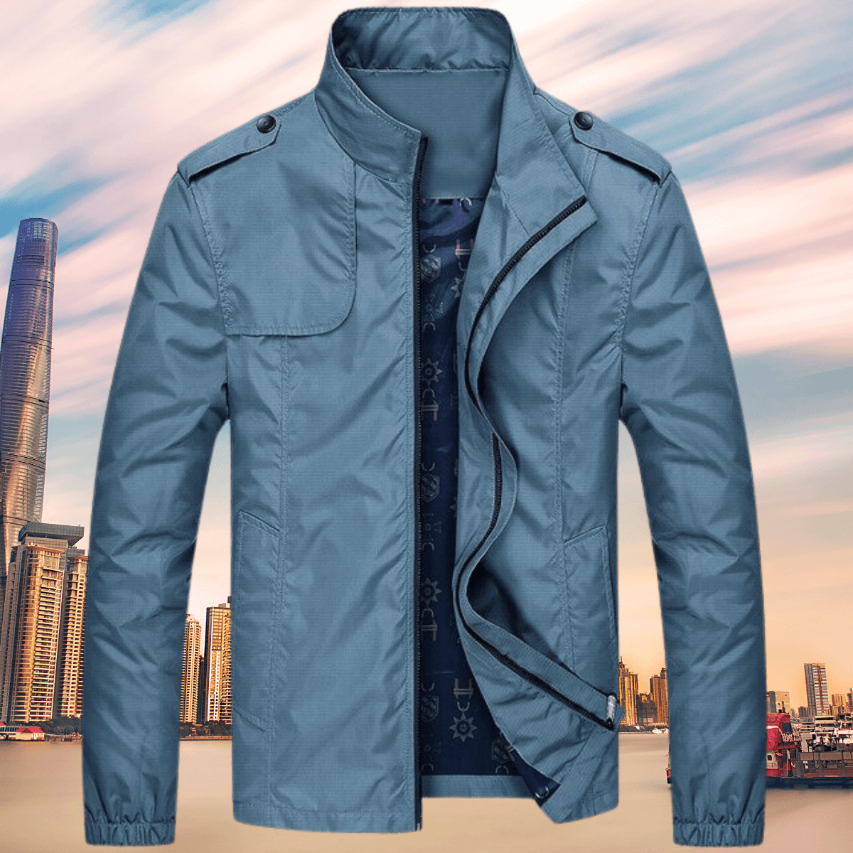Krohn-e | Herren Herbst Freizeit Oxford Jacke mit Kragen
