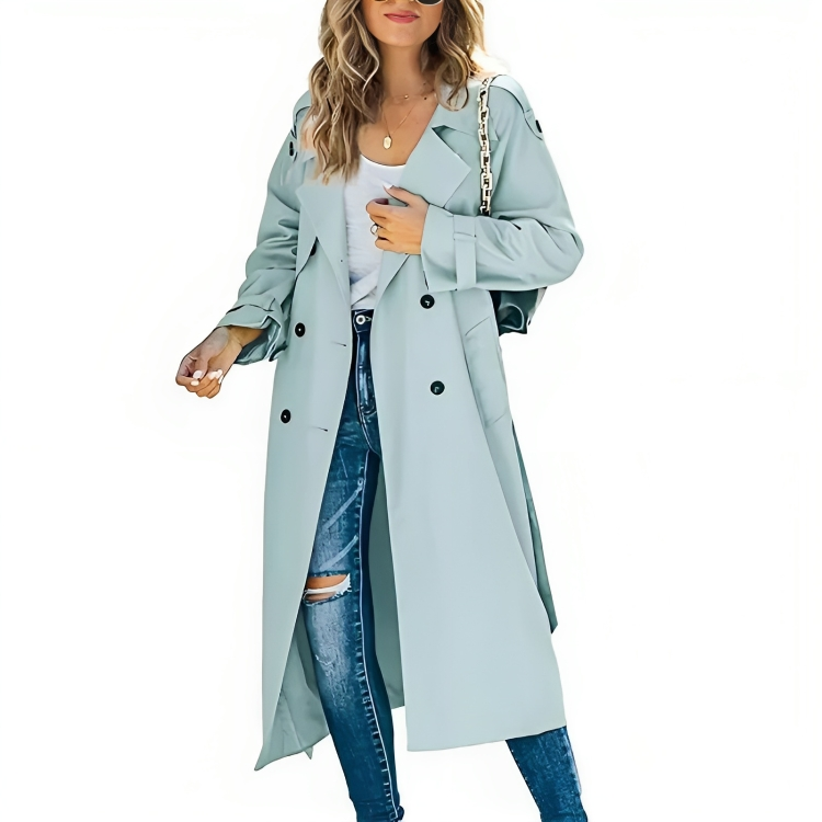 Krohn-e | Eleganter Damen-Trenchcoat mit Revers und Gürtel