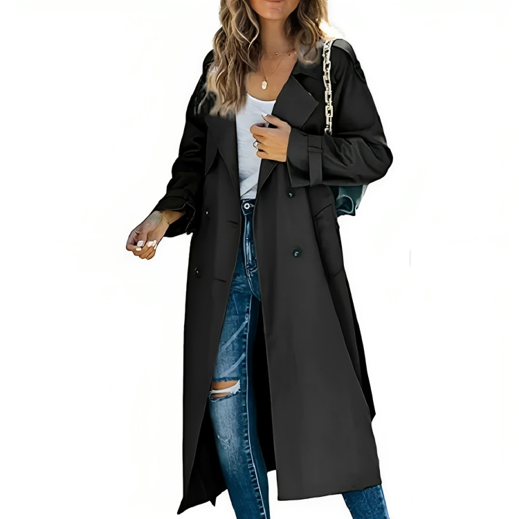 Krohn-e | Eleganter Damen-Trenchcoat mit Revers und Gürtel