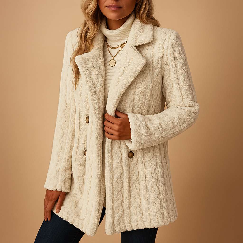 Krohn-e | Lange Teddy Damen Winterjacke mit Knöpfen