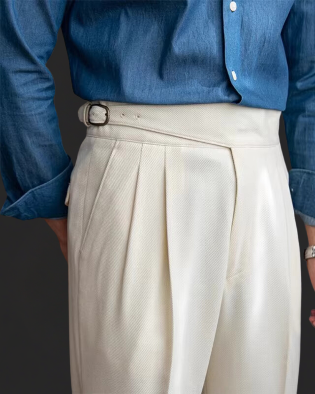 Komfortable und stilvolle Stoffhose für Herren, ideal für Büro und Freizeit.