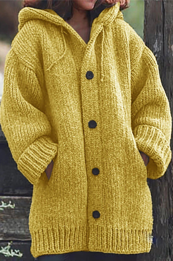 Edle Kapuzenstrickjacke Wilme