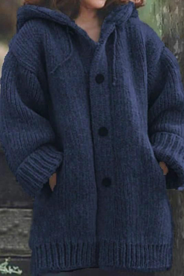 Edle Kapuzenstrickjacke Wilme