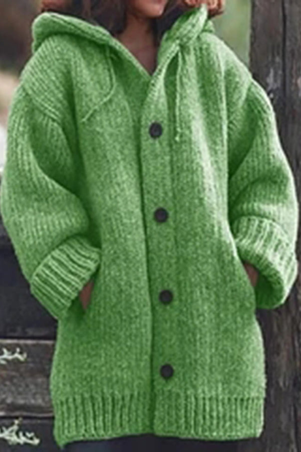 Edle Kapuzenstrickjacke Wilme