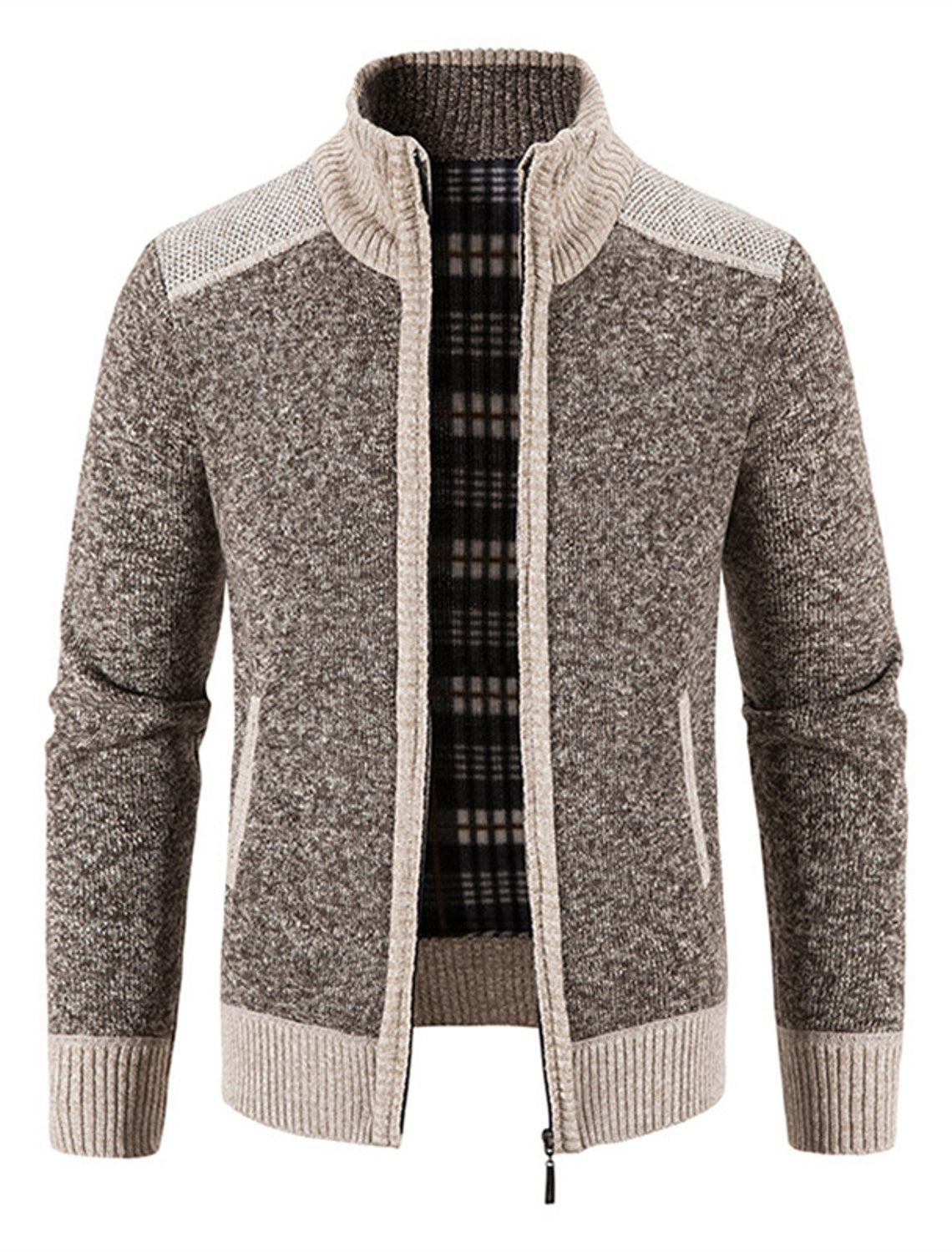 Warme, elegante Strickjacke aus Fleece - Modell Sascha