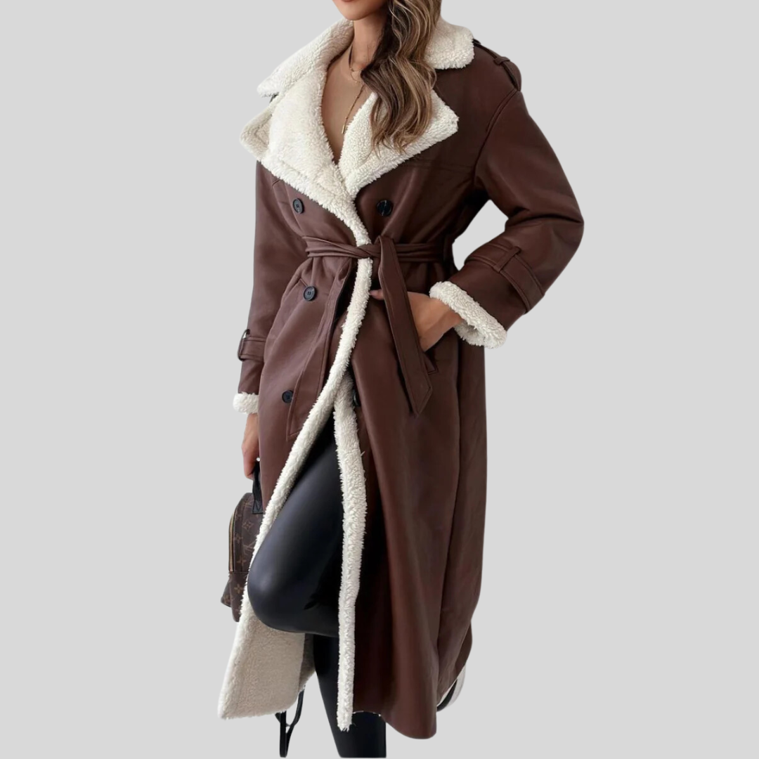 Edler, luxuriöser Leder-Trenchcoat Finja