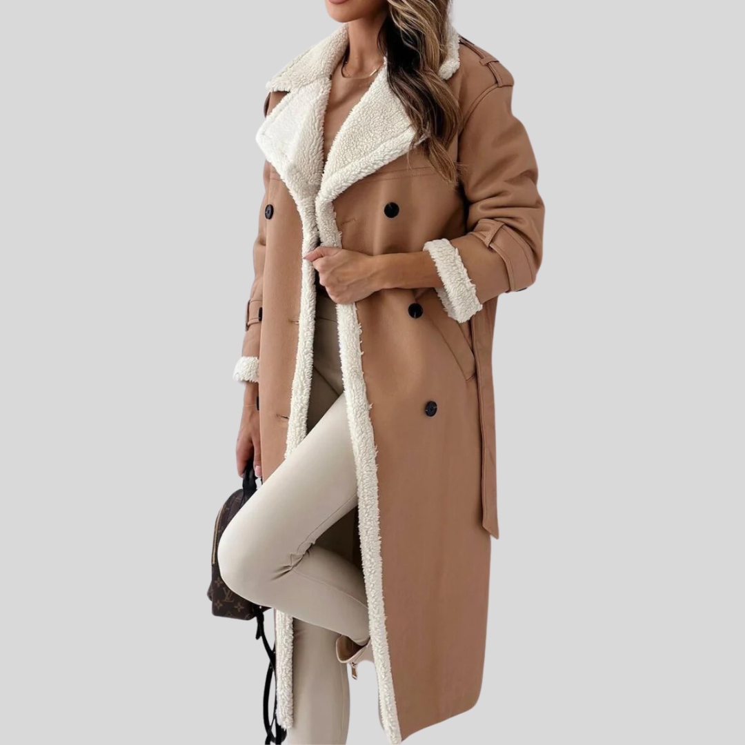 Edler, luxuriöser Leder-Trenchcoat Finja
