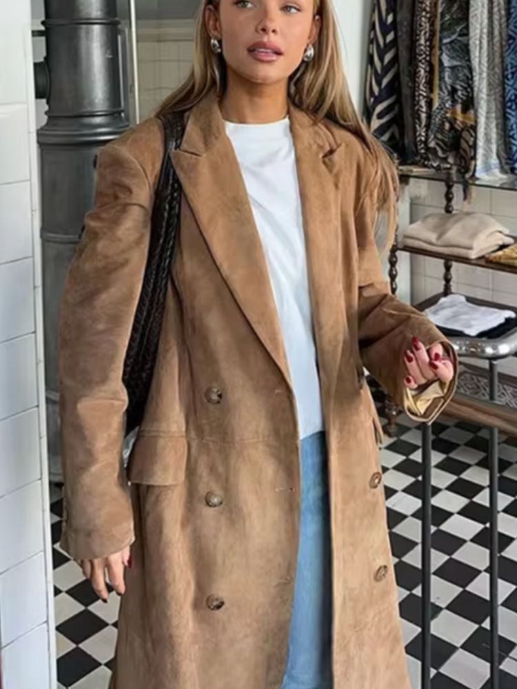 Krohn-e | Eleganter Lange Wildledermantel