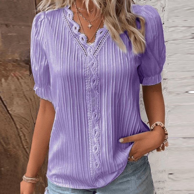 Elegante Bluse von Fudus mit V-Ausschnitt und Spitze