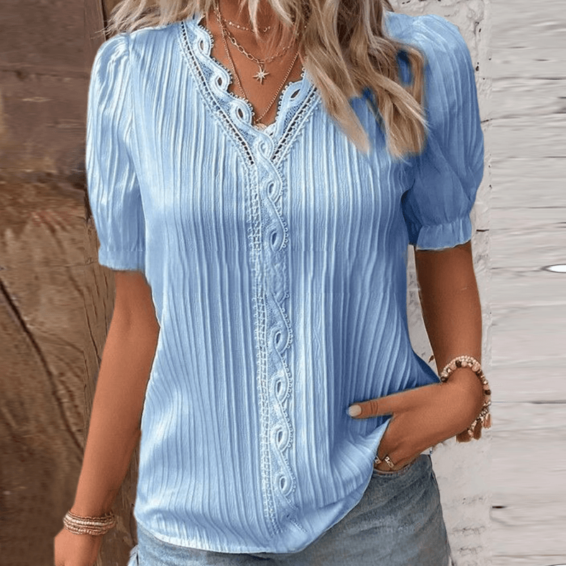 Elegante Bluse von Fudus mit V-Ausschnitt und Spitze