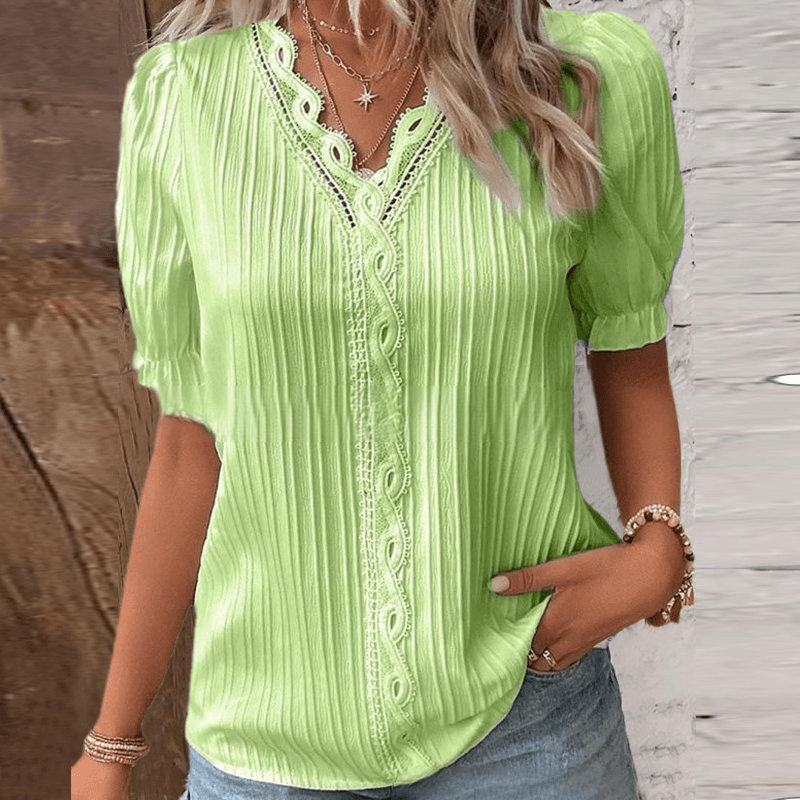 Elegante Bluse von Fudus mit V-Ausschnitt und Spitze