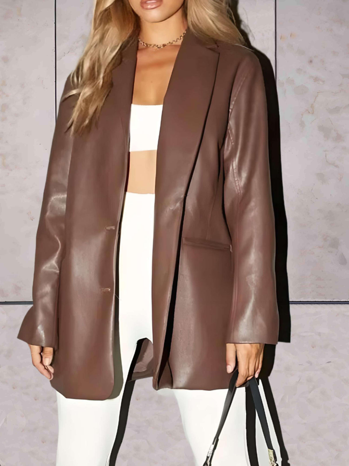 Edle Damen Lederjacke Aloisia mit Reverskragen