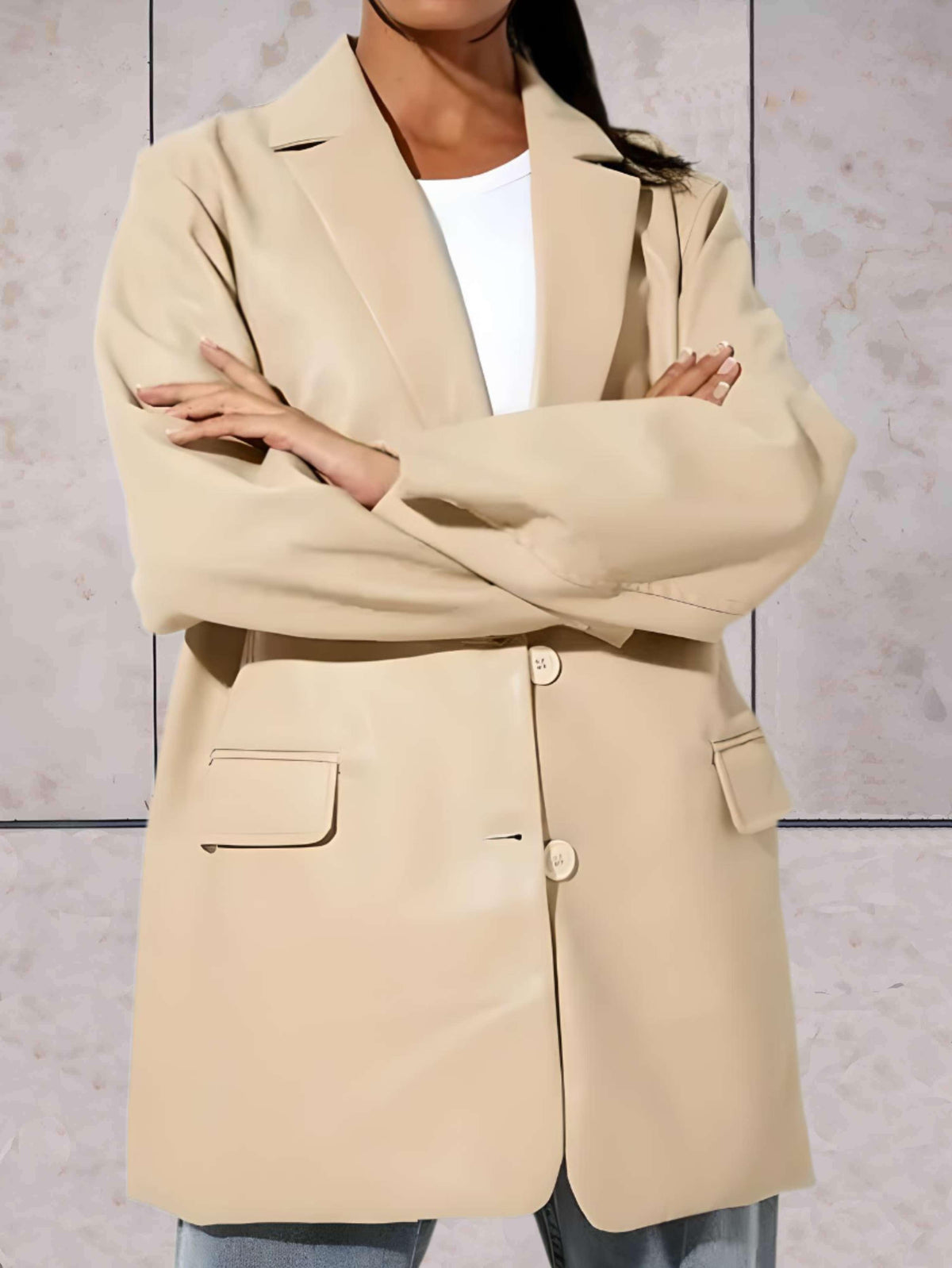 Edle Damen Lederjacke Aloisia mit Reverskragen
