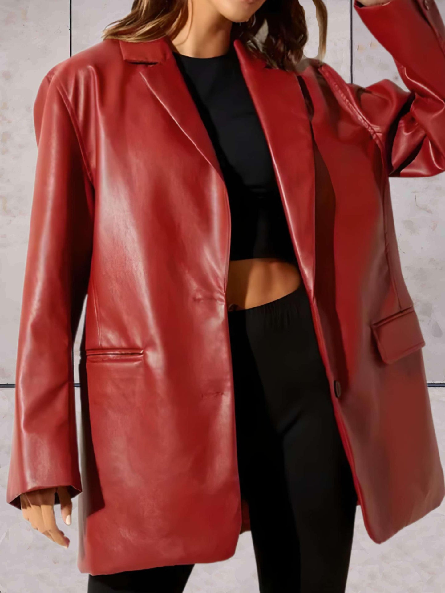 Edle Damen Lederjacke Aloisia mit Reverskragen