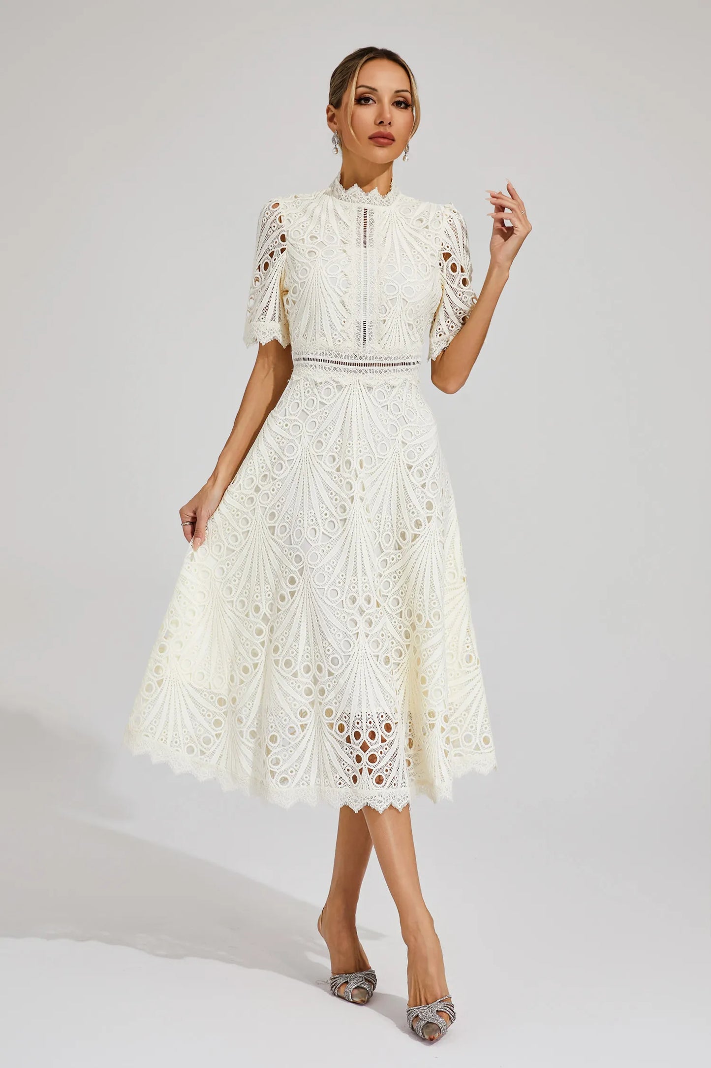 Elfriede | Damen Spitzenkleid Midi Hochzeit