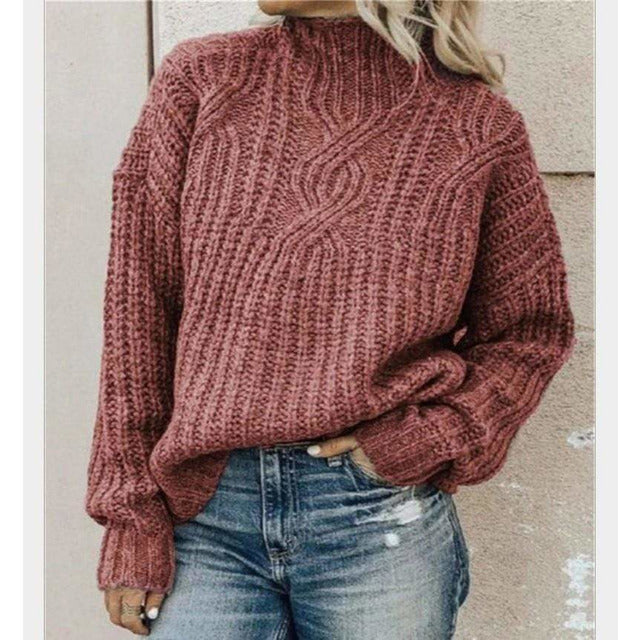 Krohn-e | Pullover - Damen Winter Vintage Kabelstrickpullover
