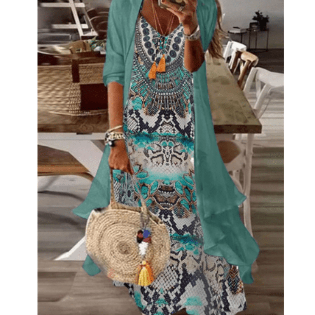 Elvaruna Sommerkleid mit tropischem Muster