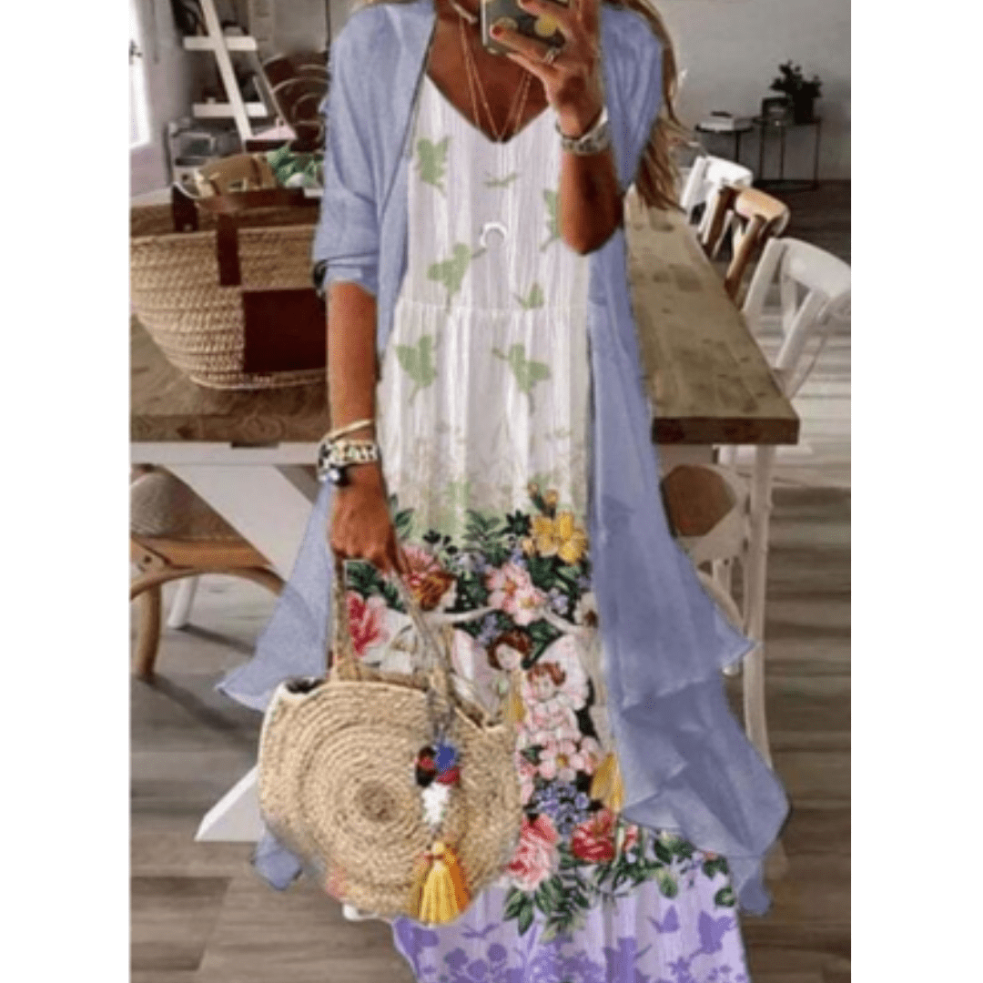 Elvaruna Sommerkleid mit tropischem Muster