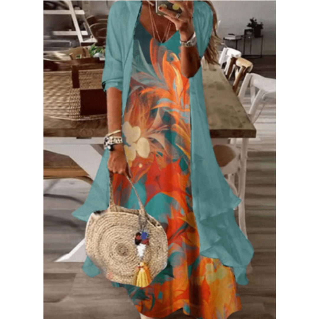 Elvaruna Sommerkleid mit tropischem Muster