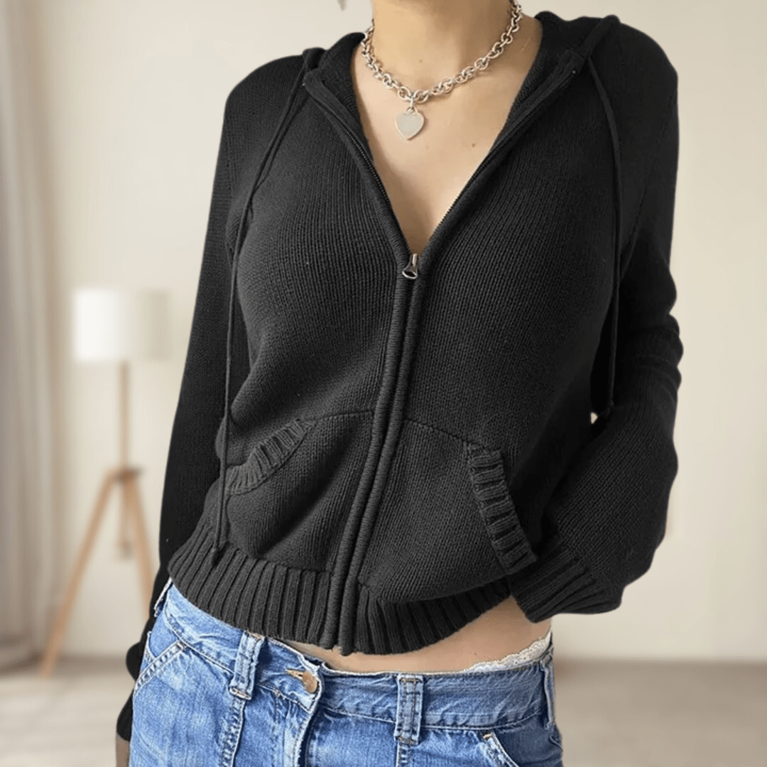 Fudus Damen-Pullover mit Reißverschluss und Taschen