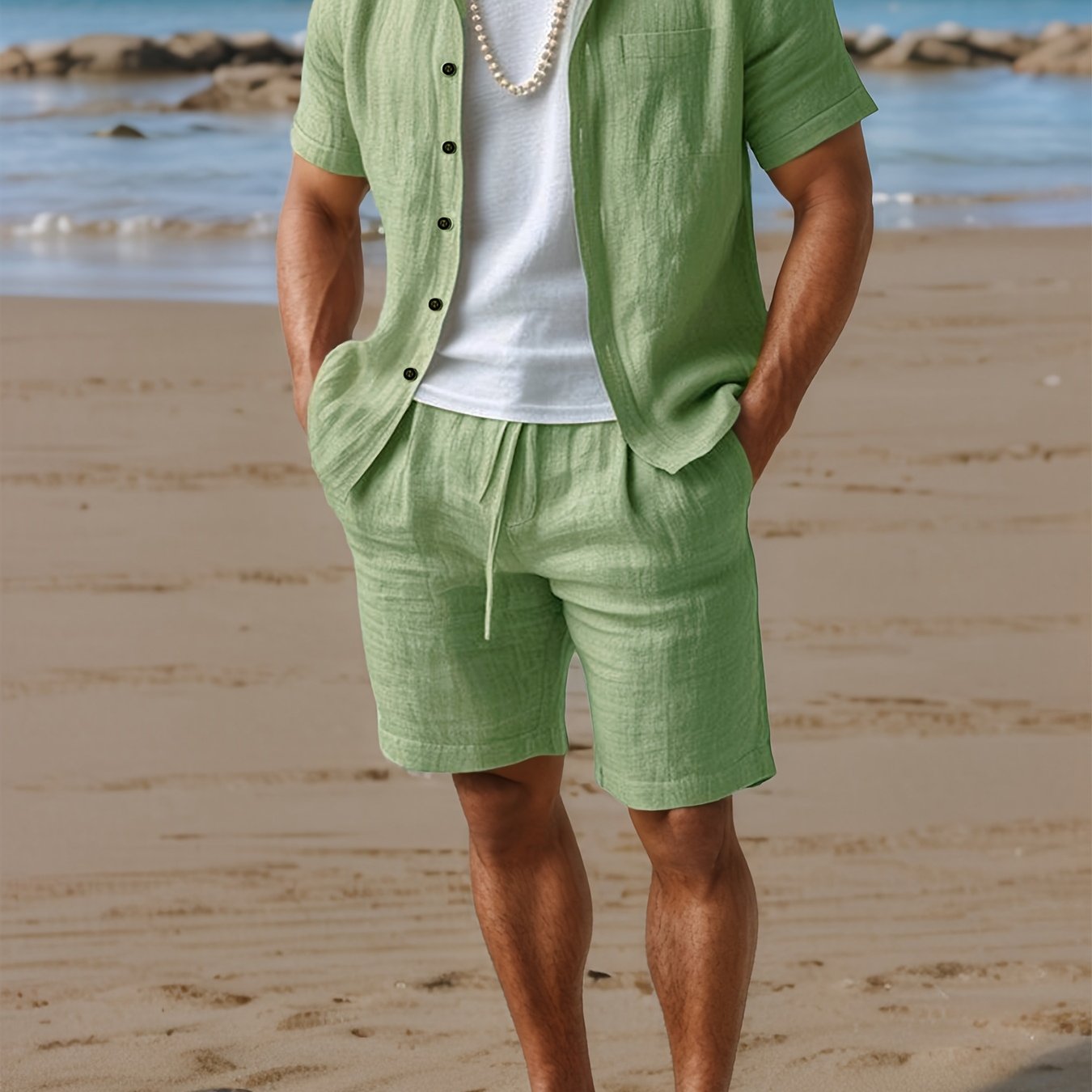 Eriksson | Herren Kurzarm Hemd Shorts Set Regular Fit