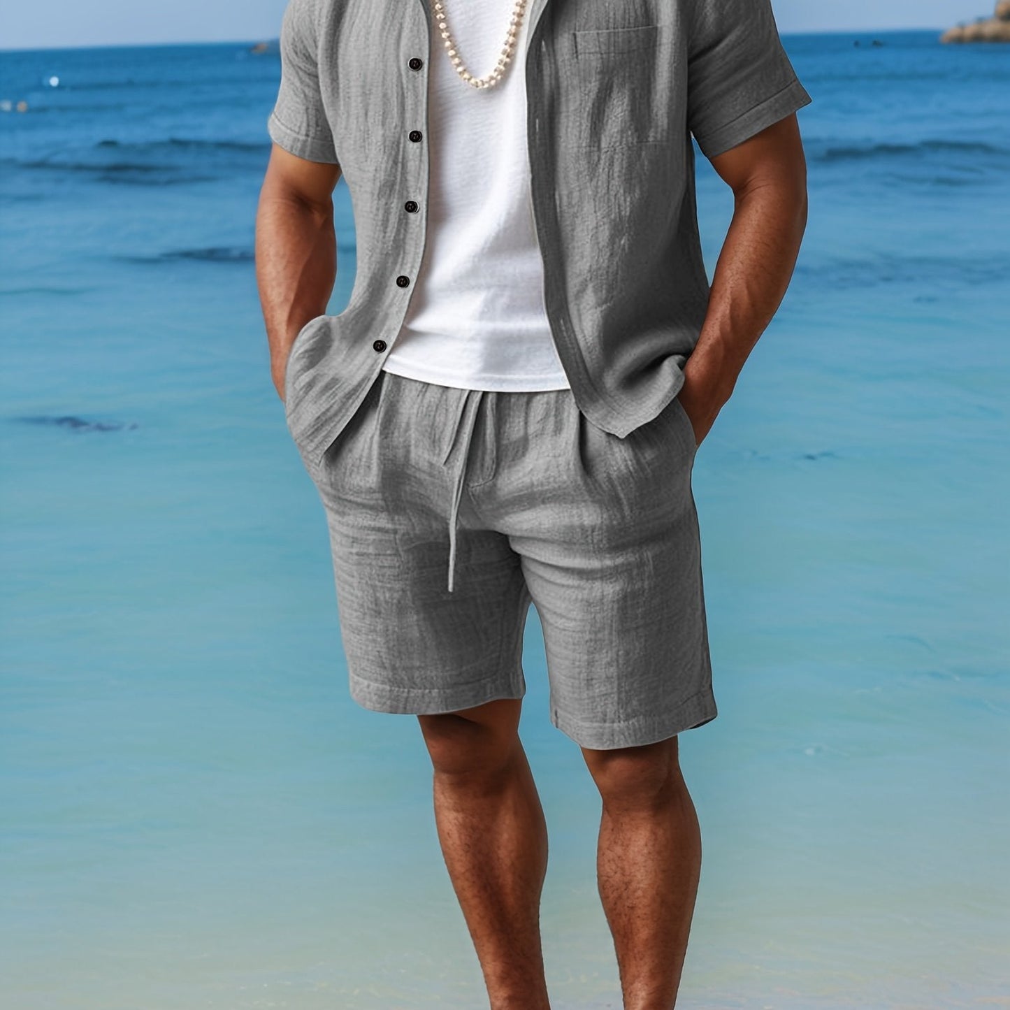 Eriksson | Herren Kurzarm Hemd Shorts Set Regular Fit
