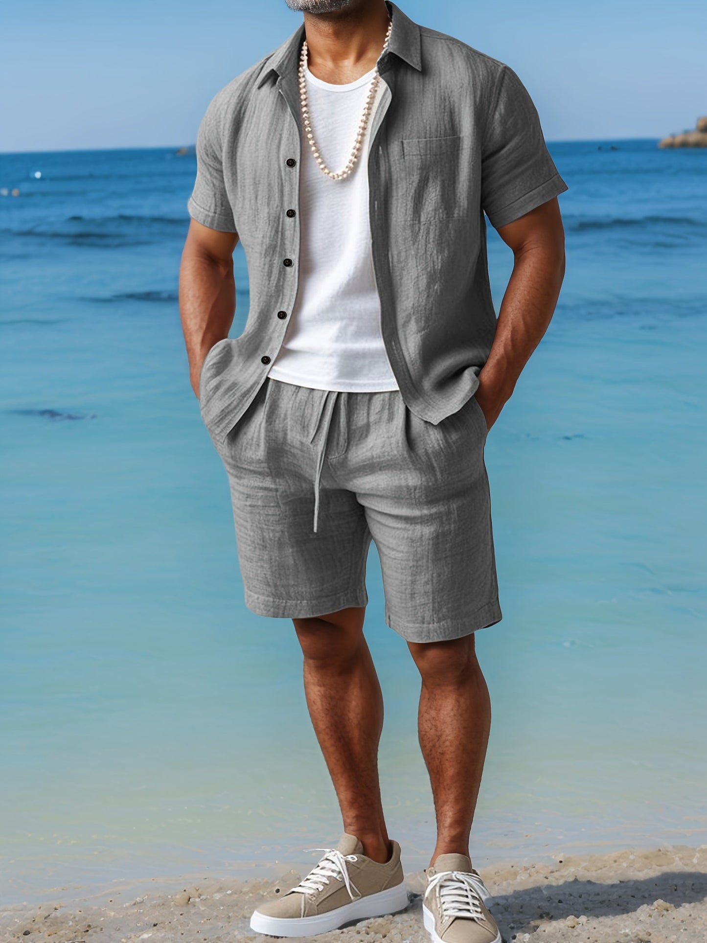 Eriksson | Herren Kurzarm Hemd Shorts Set Regular Fit