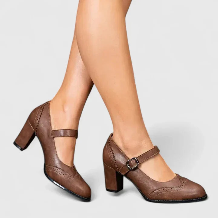 Evangelyn | Damen Mary Jane Pumps mit Blockabsatz