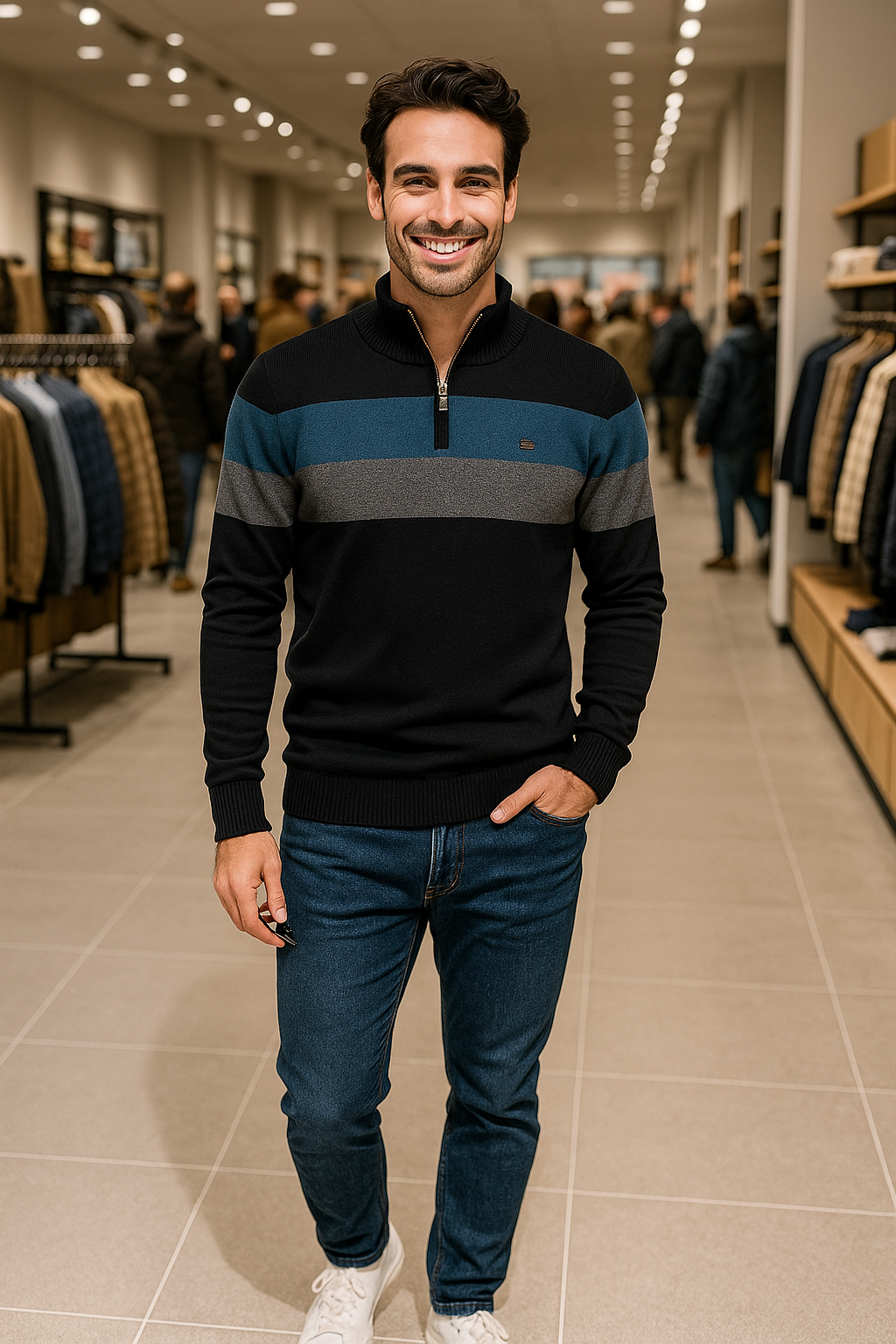 Krohn-e | Wärmer Strickpullover mit Reißverschluss für Den Winter