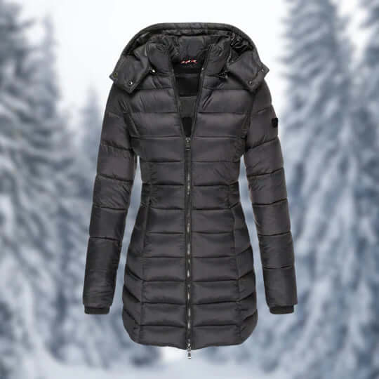 Krohn-e | Damen Mittellanger Wintermantel mit Abnehmbarem Kapuze