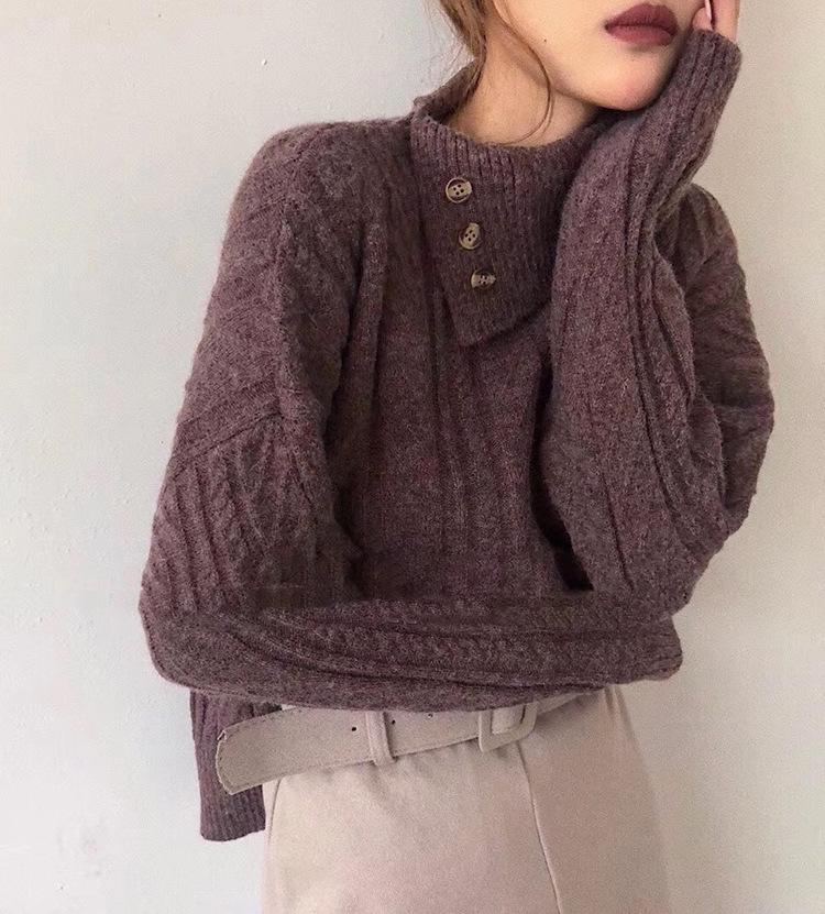 Krohn-e | Strickpullover mit Asymmetrischem Kragen Weich und Elegant Zeitloses Design