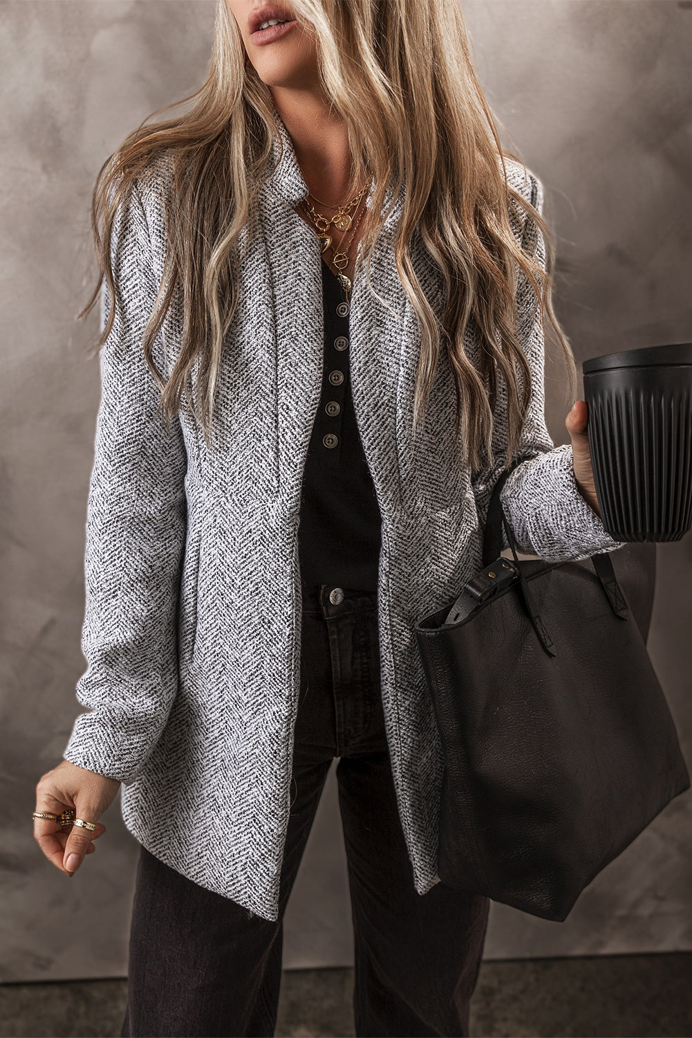 Krohn-e | Heringsmuster Jacke Wollmischung Klassisch und Komfortabel