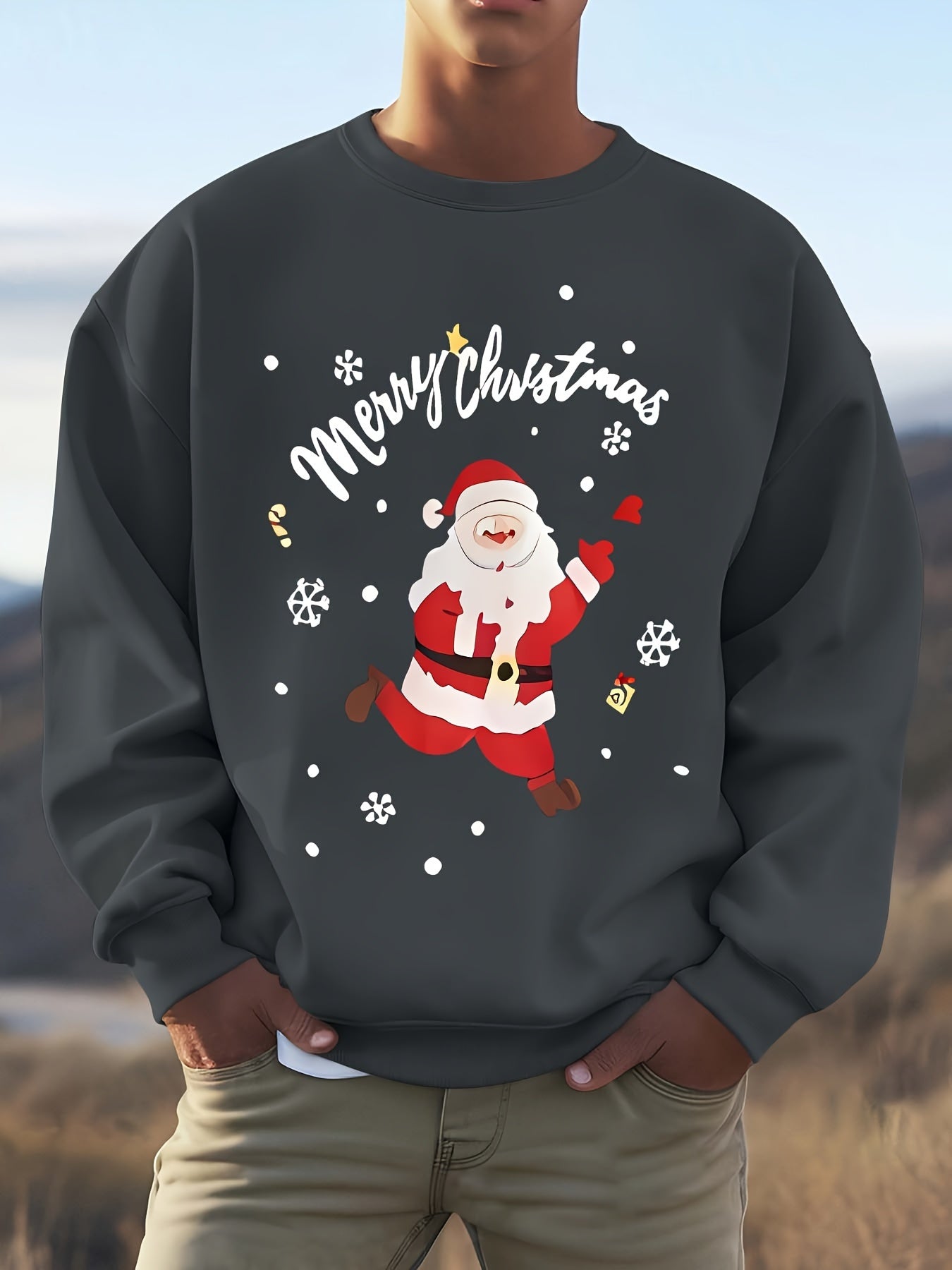 Krohn-e | Sweatshirt mit Weihnachtsmotiv Baumwolle Frohe Weihnachten Design