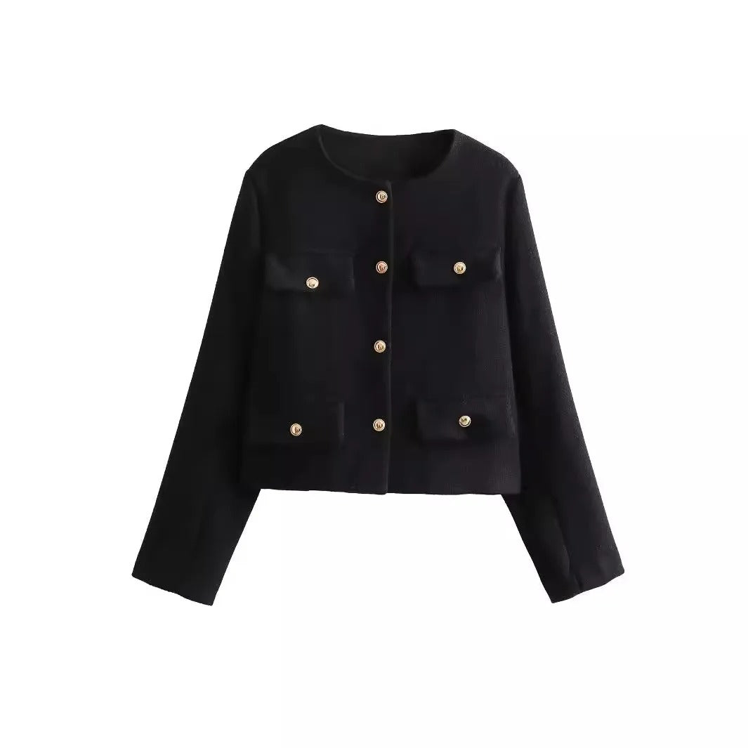 Krohn-e | Elegant und schicke Damen Blazerjacke mit Struktur und Knöpfen
