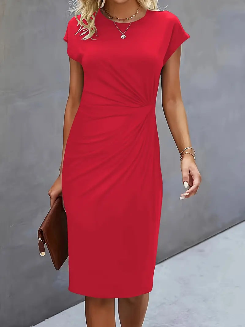 Nina | Damen Bodycon Kleid Kurzarm mit Twist-Detail