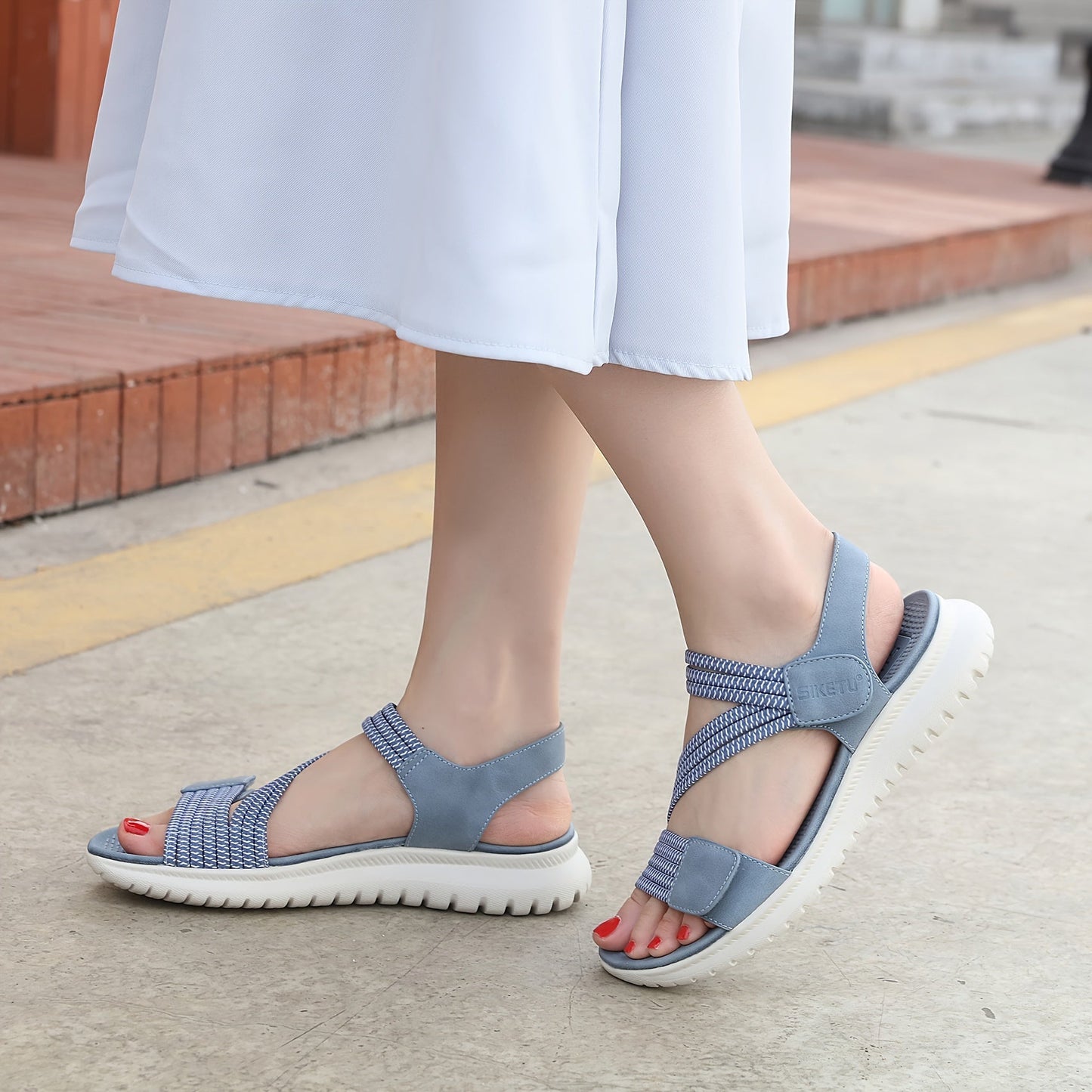 KROHN-E Damen Orthopädische Sandalen Fußgewölbe-Stütze Beige