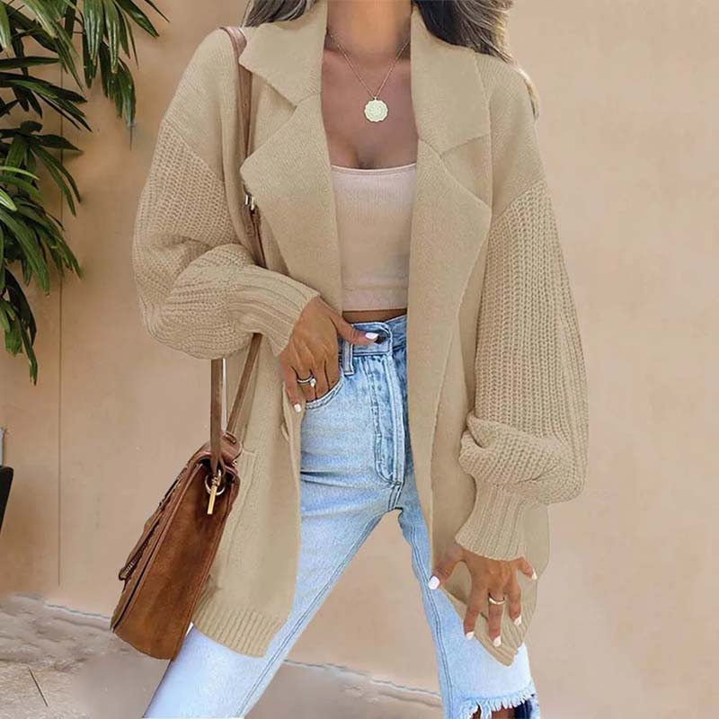 Krohn-e | Langer Cardigan mit Strukturierten Ärmeln Polyester Elegant, Bequem