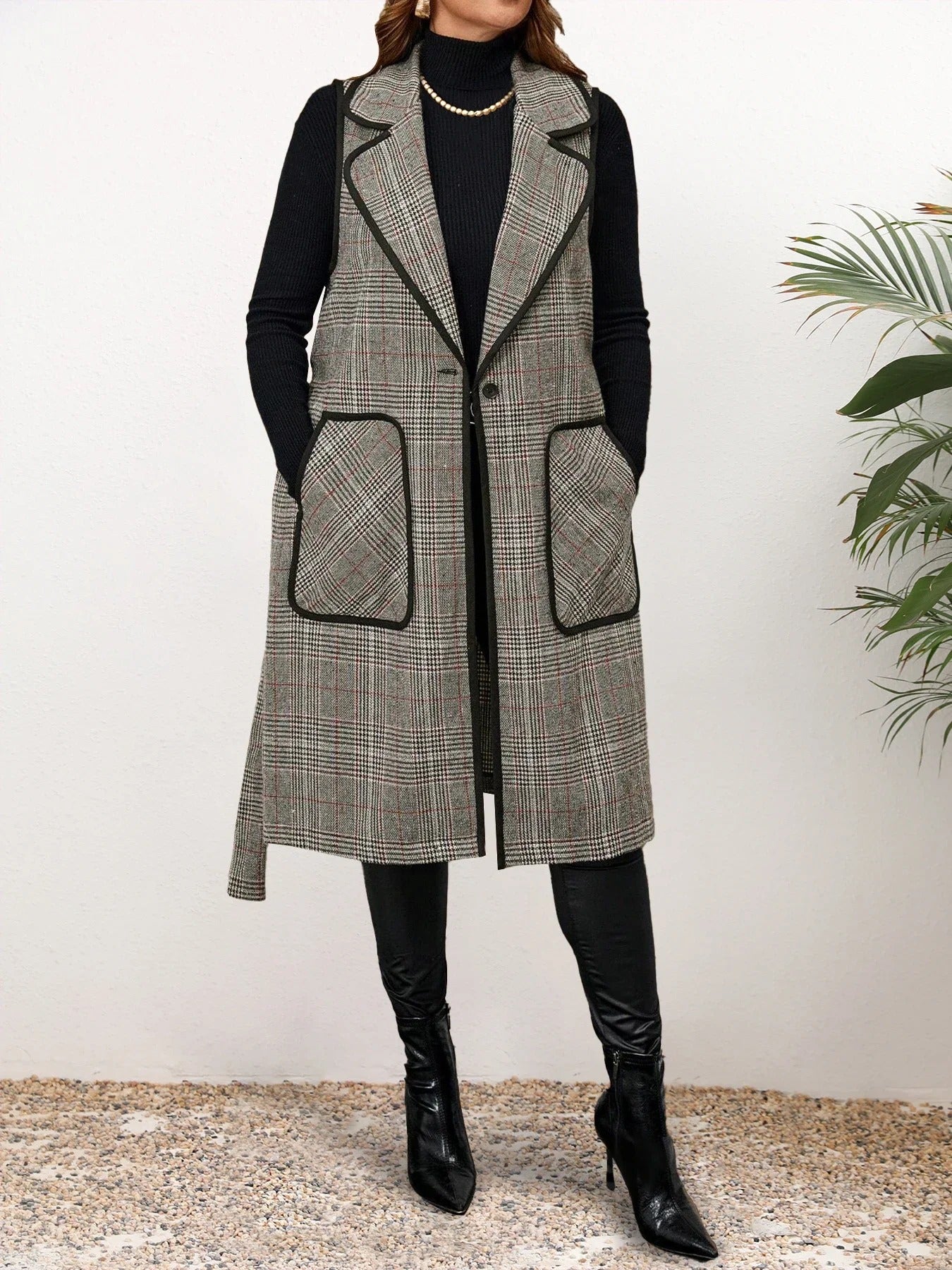 Krohn-e | Elegante Ärmellose Weste Im Karodesign