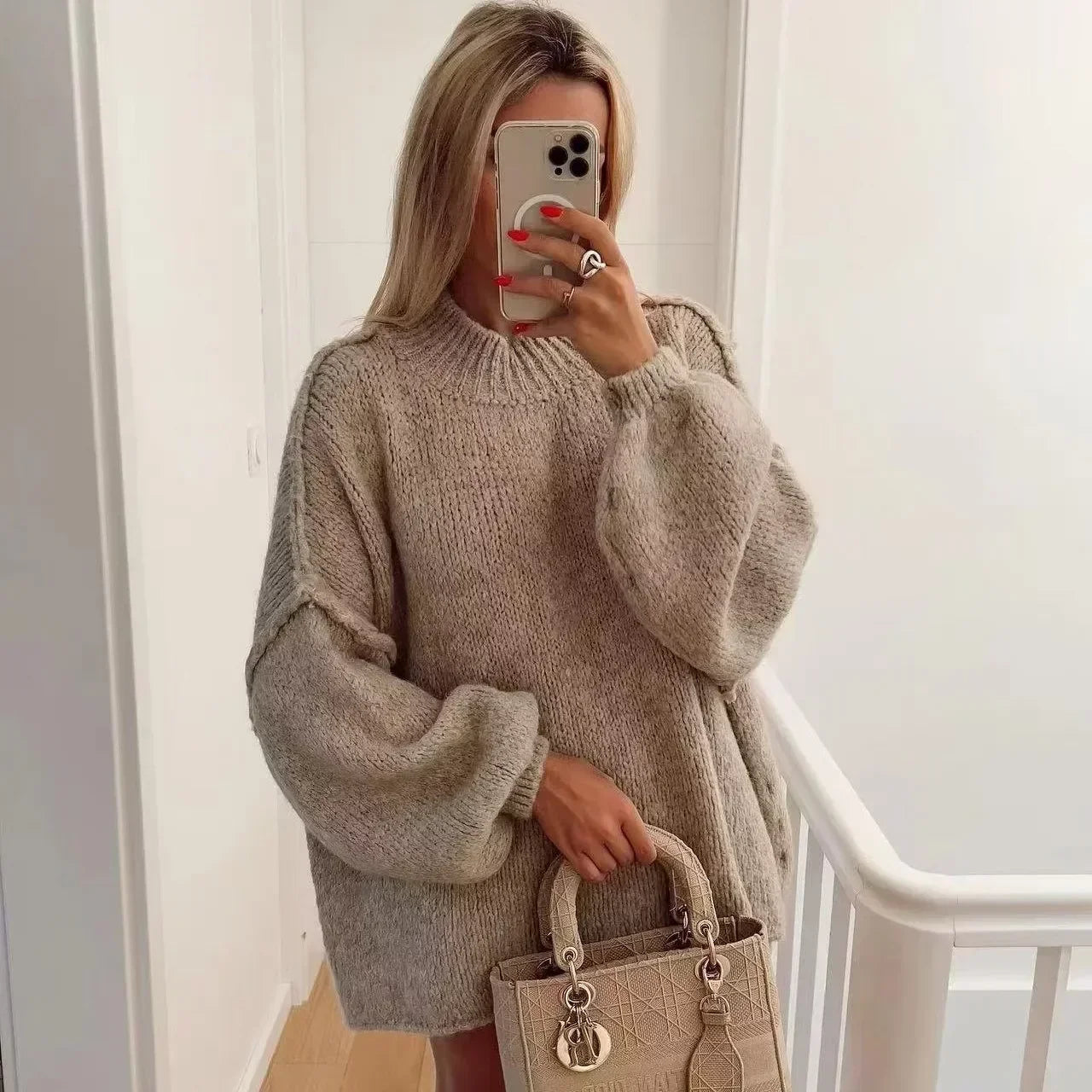 Krohn-e | Strickrollkragenpullover mit voluminösen Statement-Ärmeln
