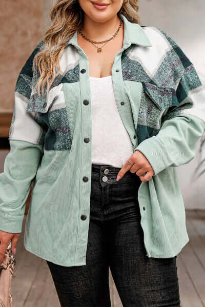 Krohn-e | Plus Size Karos Shacket Jacke für Damen