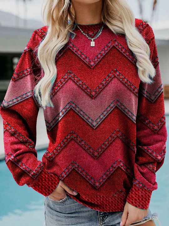 Krohn-e | Lässiges Sweatshirt mit Zickzack-muster Weich und Trendy Perfekt für Den Alltag