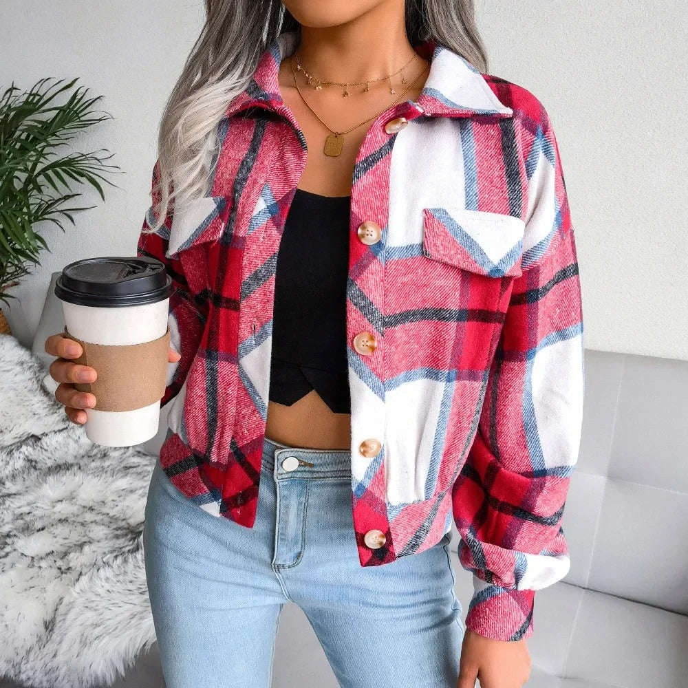 Krohn-e | Damen Sommerjacke mit Kariertem Muster, Schick und Bequem