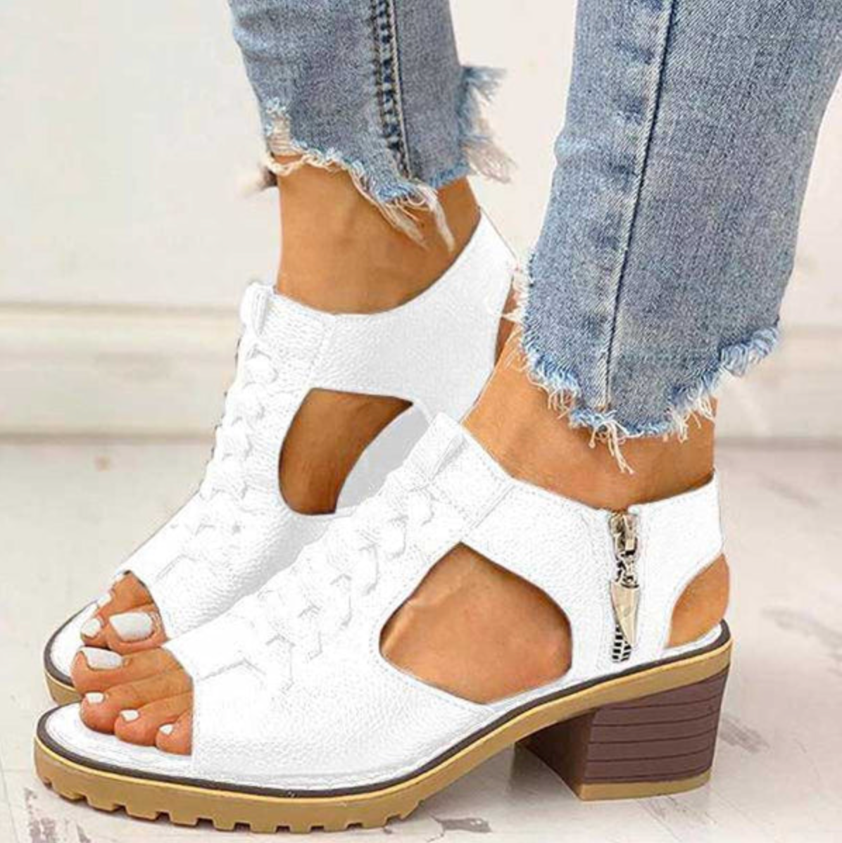 KROHN-E Damen High-Heel Sandalen Verstellbare Riemen Komfort